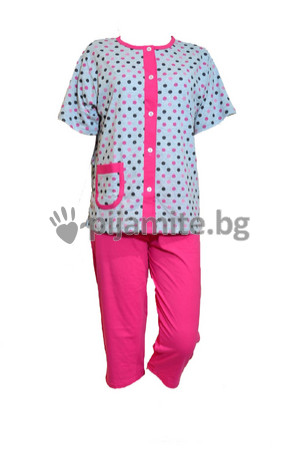 Дамски пижами Пижами с къс ръкав Дамска пижама с къс ръкав, джобче и копчета, 12017
